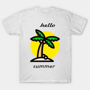 Hello Summer, Palms on the Beach T-Shirt